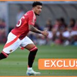 Jadon Sancho sa rozcvičuje za Aston Villu