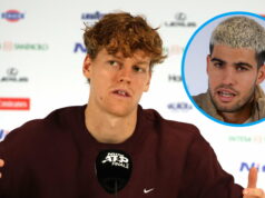 Jannik Sinner reaguje na to, že Carlos Alcaraz dosiahol koncoročné miesto na svetovej pozícii číslo 1 Jannik Sinner reaguje na to, že Carlos Alcaraz dosiahol koncoročné miesto na svetovej pozícii číslo 1