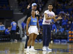 Jordan Chiles dáva najavo svoje pocity po strate trofeje Dancing With the Stars napriek najlepšiemu freestylu za posledných 20 rokov Jordan Chiles vystupuje s Ezrom Sosom v UCLA Pauley Pavilion (Zdroj obrázku: Getty)