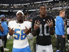 LA Chargers vs. Las Vegas Raiders predpokladaná štartovacia zostava a hĺbkový graf na 13. týždeň logo pochodového šialenstva