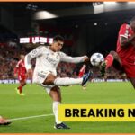 Ibrahima Konate v akcii za Liverpool proti Realu Madrid