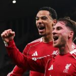 Alexis Mac Allister oslavuje nasadenie Liverpoolu vpredu proti Realu Madrid