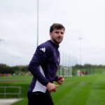 Mason Mount z Manchestru United v akcii počas tréningu prvého tímu