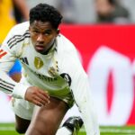 Endrick stredný útočník Realu Madrid a Brazílie reaguje počas zápasu La Liga EA Sports medzi Real Madrid CF a Valencia CF na Estadio Santiago Bernabeu 1. novembra 2025 v Madride v Španielsku.