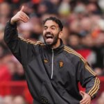 Manažér Manchestru United Ruben Amorim počas zápasu Premier League na Old Trafford v Manchestri. Dátum fotografie: sobota 4.10.2025.