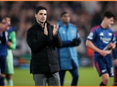 Manažér Arsenalu Arteta si pochvaľuje formu Merina Mikel Merino oslavuje gól za Arsenal