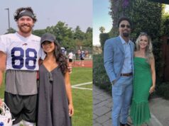 Manželka Dawsona Knoxa Alexandra vypustila dvojslovný odkaz, keď Khalil Shakir a manželka Sayler oznámili prvé spoločné dieťa logo pochodového šialenstva