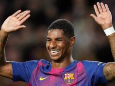 Marcus Rashford už poslal hviezde Tottenhamu správu ako „prestupový kontakt bol uskutočnený“ Marcus Rashford z FC Barcelona oslavuje gól