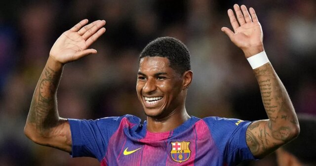 Marcus Rashford už poslal hviezde Tottenhamu správu ako „prestupový kontakt Marcus Rashford z FC Barcelona oslavuje gól