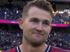 Matthijs de Ligt nemôže skrývať skutočné pocity po tom, čo strelil vyrovnávajúci gól Man Utd proti Tottenhamu Matthijs de Ligt