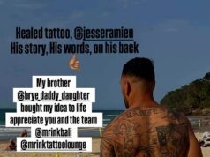 Neuveriteľné tetovania Footy star, ktoré rozprávajú príbeh o núdzovom pôrode jeho dieťaťa na Bali minulý rok Pätká hviezda Jesse Ramien sa zjavne nebojí ísť do tetovacieho salónu, ak je jeho chrbát nejakým sprievodcom - a jeho najnovší telový atrament, ktorý obsahuje ódu na jeho syna Tea (na obrázku), je neuveriteľný.