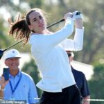 Hviezda WNBA Caitlin Clarková to v stredu odbila na podujatí The ANNIKA Pro-Am na LPGA.