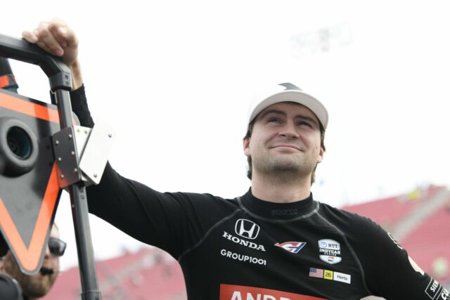 Pato O'Ward (úplne vľavo) a Colton Herta (úplne vpravo) na IndyCar Series Bommarito Automotive Group 500 - Zdroj: Getty