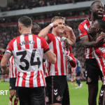 Declan Rice takes a throw-in for Arsenal at Sunderland