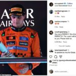 Oscar Piastri reagoval na druhé miesto v pretekoch, ktoré mal vyhrať, týmto príspevkom na Instagrame, ktorý neobsahuje žiadny popis a záber, na ktorom sa pozerá skleslo so svojou trofejou v Katare