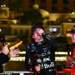 Lando Norris (vpravo) zanechal Maxa Verstappena (v strede) v hysterickom záchvate so svojou brutálnou úprimnosťou