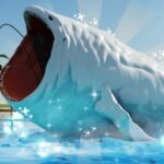 Plazmový žralok sa nachádza vo vodách ostrova Crater (obrázok cez Roblox)