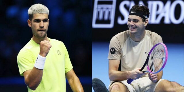 Starý pár ukradol show v súboji Carlos Alcaraz vs Taylor Fritz s chladnou reakciou na žiadosť o romantickú lásku na ATP Finals
