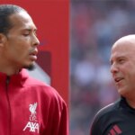 Virgil van Dijk sa rozpráva s Arne Slotom