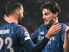 Trojslovný odkaz Declana Ricea Mikelovi Merinovi hovorí veľa po poslednom údere Arsenalu Declan Rice a Mikel Merino