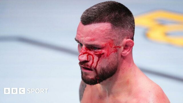 UFC: Ír Kiefer Crosbie prepustený UFC Kiefer Crosbie pictured bleeding in a fight
