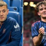 Max Dowman z Arsenalu tlieska fanúšikom po zápase Premier League medzi Arsenalom a Leedsom United na Emirates Stadium 23. augusta 2025 v Londýne v Anglicku.