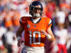 Washington Commanders vs. Denver Broncos predpokladali štartovú zostavu a tabuľku hĺbky pre 13. týždeň SNF logo pochodového šialenstva