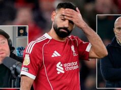 Wayne Rooney hovorí Arnemu Slotovi, aby VYHNAL Mo Salaha, aby zachránil prácu v Liverpoole – ‚Žiadne ospravedlnenie!‘ Mohamed Salah z Liverpoolu vyzerá skľúčene