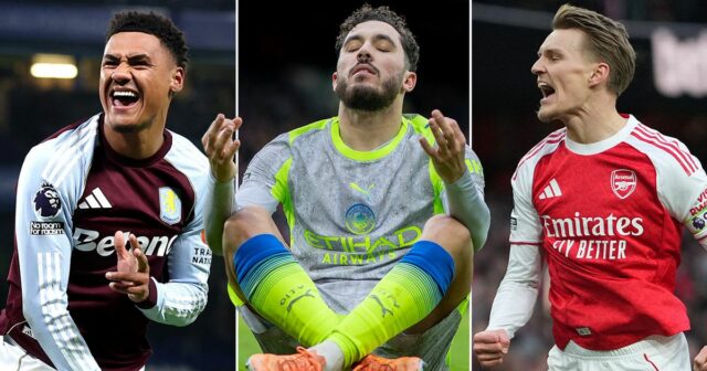 Martin Odegaard oslavuje gól Arsenalu proti Brightonu