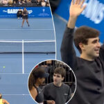 Aryna Sabalenka si vybrala fanúšika, aby o ňu súťažil v exhibičnom tenisovom zápase proti Naomi Osaka počas Garden Cupu v Madison Square Garden. X / @TenisChannel