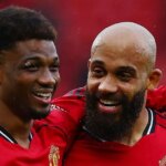 Amad a Bryan Mbeumo oslavujú v Manchestri United