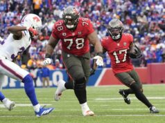 Bucs LT Tristan Wirfs (toe) vylúčený z nedeľného zápasu proti Dolphins NFL: Tampa Bay Buccaneers v Buffalo Bills