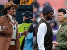 Cam Newton je úprimný v dileme Browns ‚Sedeur Sanders vs. Dillon Gabriel, keď syn trénera Prime prepadá vs. 49ers logo pochodového šialenstva