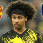 Karim Adeyemi počas zápasu Borussia Dortmund vs Borussia Monchengladbach