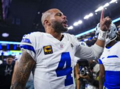 Dak Prescott získava 100 % skutočných pripomenutí 3 zápasov na posedenie s 1 % šancou Cowboys na play-off logo pochodového šialenstva