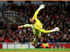 David Raya z Arsenalu pochválil za neuveriteľný zákrok proti Brightonu David Raya oslavuje gól Arsenalu proti Brightonu