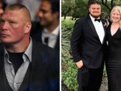 Dcéra Brocka Lesnara Mya prejavuje podporu svojmu priateľovi Drewovi Mossovi počas posledného domáceho zápasu sezóny Snímka obrazovky príbehu Myy Lesnarovej na Instagrame.