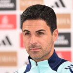 Arsenal manager Mikel Arteta attends a press confernece before clash with Brentford