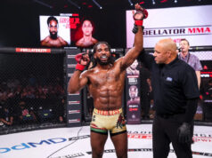 Fakty pred podujatím UFC na ESPN 73: Lance Gibson Jr. sa pripojil k klubu druhej generácie LAS VEGAS, NEVADA – 1. MAREC: (RL) Manel Kape z Angoly udrel Asu Almabajeva z Kazachstanu v zápase mušej váhy počas podujatia UFC Fight Night na UFC APEX 1. marca 2025 v Las Vegas, Nevada. (Foto: Jeff Bottari/Zuffa LLC)