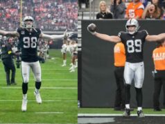 Fanúšikovia NFL reagujú na chýbajúce plagáty Maxxa Crosbyho a Brocka Bowersa na štadióne Allegiant logo pochodového šialenstva