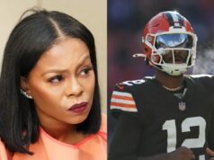 Fanúšikovia NFL vytrhávajú Josinu Andersonovú z obvinenia Shedeura Sandersa z INT vs. Bills na Quinshon Judkins logo pochodového šialenstva