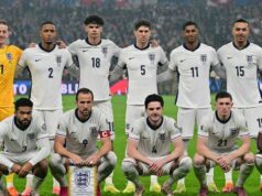 Hviezdy Arsenalu, Chelsea a Tottenhamu objavujú program BBC a ITV MS 2026 Brankár Anglicka Jordan Pickford, obranca Anglicka Reece James, obranca Anglicka Ezri Konsa, útočník Anglicka Harry Kane, stredopoliar Anglicka Nico O'Riley, obranca Anglicka John Stones, stredopoliar Anglicka Declan Rice, útočník Anglicka Marcus Rashford, útočník Anglicka Jarrod Bowen picture, útočník Anglicka Sa Bukse za tím Morgana Rogera a anglický útočník Morgana Roger picture pred kvalifikačným zápasom skupiny K majstrovstiev sveta vo futbale mužov 2026 medzi Anglickom a Srbskom na štadióne Wembley v Londýne 13. novembra 2025.