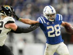 Jacksonville Jaguars vs. Indianapolis Colts predpokladaná štartovacia zostava a hĺbkový rebríček na 14. týždeň logo pochodového šialenstva