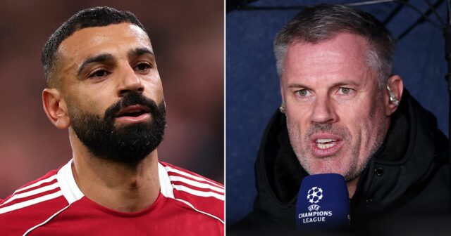 Jamie Carragher sa znovu pustil do Mo Salah s prekvapivým LIVERPOOL, ANGLICKO - 4. NOVEMBRA: Jamie Carragher predstavuje pre Amazon Prime pred zápasom fázy MD4 Ligy majstrov UEFA 2025/26 medzi Liverpool FC a Real Madrid CF na Anfielde 4. novembra 2025 v Liverpoole v Anglicku. (Foto: Carl Recine/Getty Images)