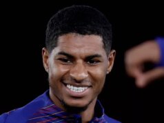 Januárové prestupové obdobie Man Utd ako prestup Marcusa Rashforda pomáha bývalému esu Chelsea pripojiť sa Marcus Rashford z FC Barcelona počas rozcvičky počas zápasu LaLiga EA Sports medzi FC Barcelona a CA Osasuna na olympijskom štadióne Lluis Companys