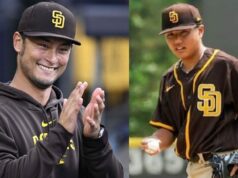 Kapitán UC San Diego podáva prieskumnú správu o synovi Yu Darvisha Shoeiho logo pochodového šialenstva