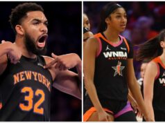 Karl-Anthony Towns zaskočený Angel Reese vs Caitlin Clark Otázka „Košele alebo kože“ naňho hodila v neočakávanom momente rozhovoru logo pochodového šialenstva