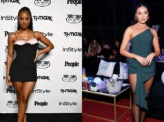 Kayla Nicole vypustila jednoslovnú recenziu na módnu hru Olivie Culpo v chlpatom obleku v chlpatom obleku na stret 49ers vs. Bears Week 17 logo pochodového šialenstva