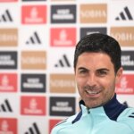 Tréner Arsenalu Mikel Arteta sa zúčastňuje tlačovej konferencie pred súbojom Premier League s Brightonom