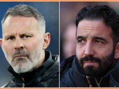 Legenda Man United Giggs v zápase Mainoo vs Amorim Kobbie Mainoo v akcii za Manchester United